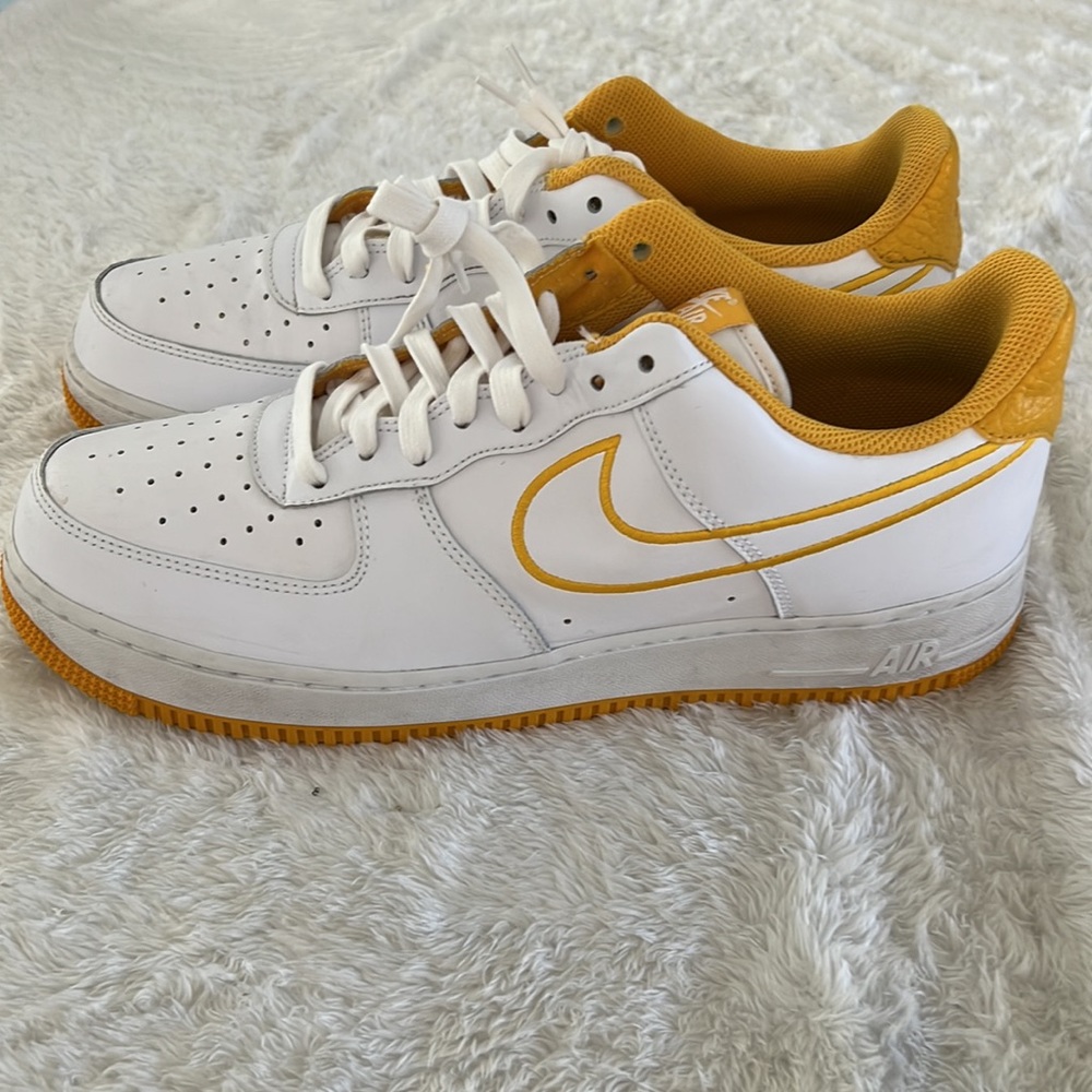 Nike Air Force Low 07 Leather Ochre in Yellow mens shoe